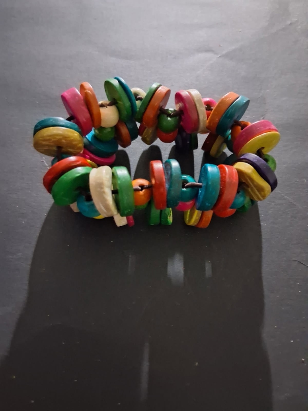 Source Unknown Multicolor Disc Bead Stretch Bracelet